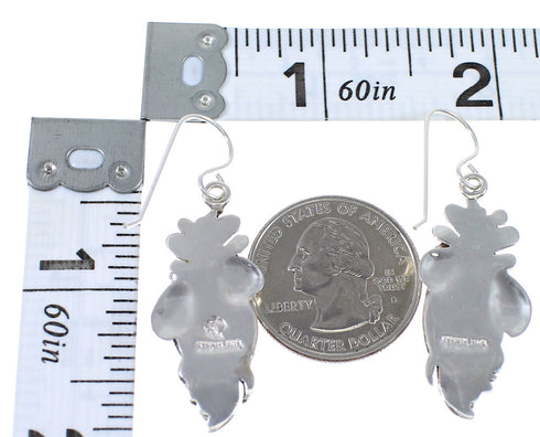 Magenta Turquoise And Silver Flower Southwest Hook Dangle Earrings WX67261